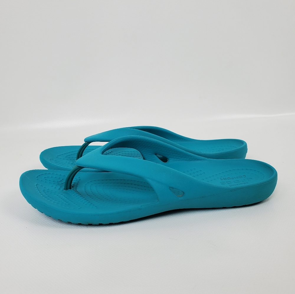 Crocs Tiffany Blue Slip On Thong Sandals - Picture 2 of 7